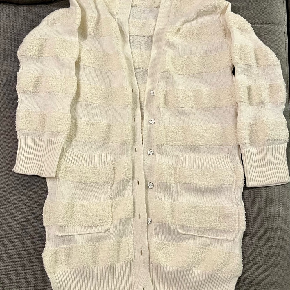 Daily Practice by Anthropologie Cream Striped Cardigan Sweater - Picture 5 of 11